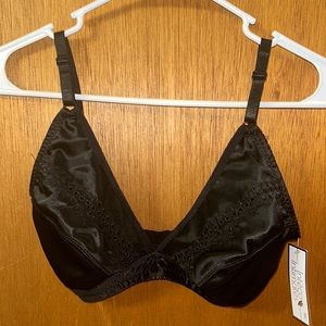 NWT Inteco Intimates black unlined bra 38C retro bralette